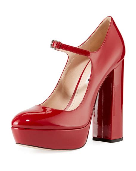 Miu Miu Mary Jane Platform Patent Pumps 